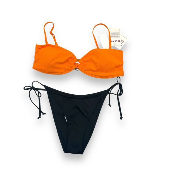 NEW Bikini Set Roxy Orange Bandeau Brazillian Tie Medium Large Macys Mix & Match - Picture 6 of 16
